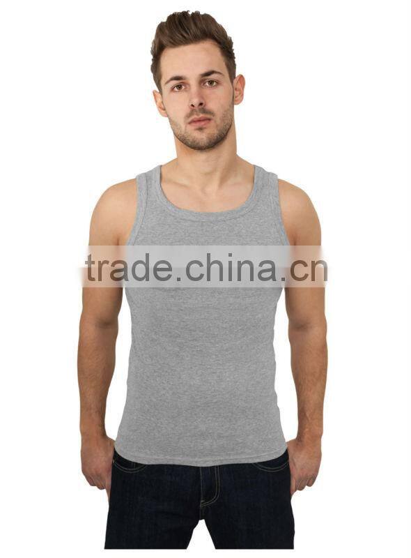 bulk cheap wholesale cotton grey rib tank top for men