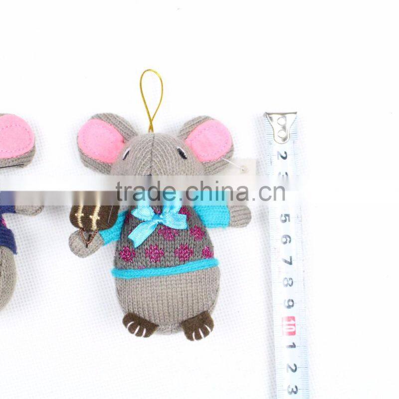 Custom made factory stuffled animal grey mouse rat knitted plush toys