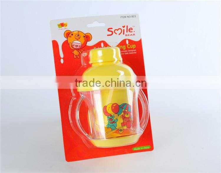 baby plastic drinking cup with lid/cover and handle