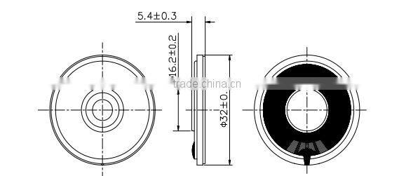 Hot Sale 32MM 16ohm 1W Professional Speaker With ROHS