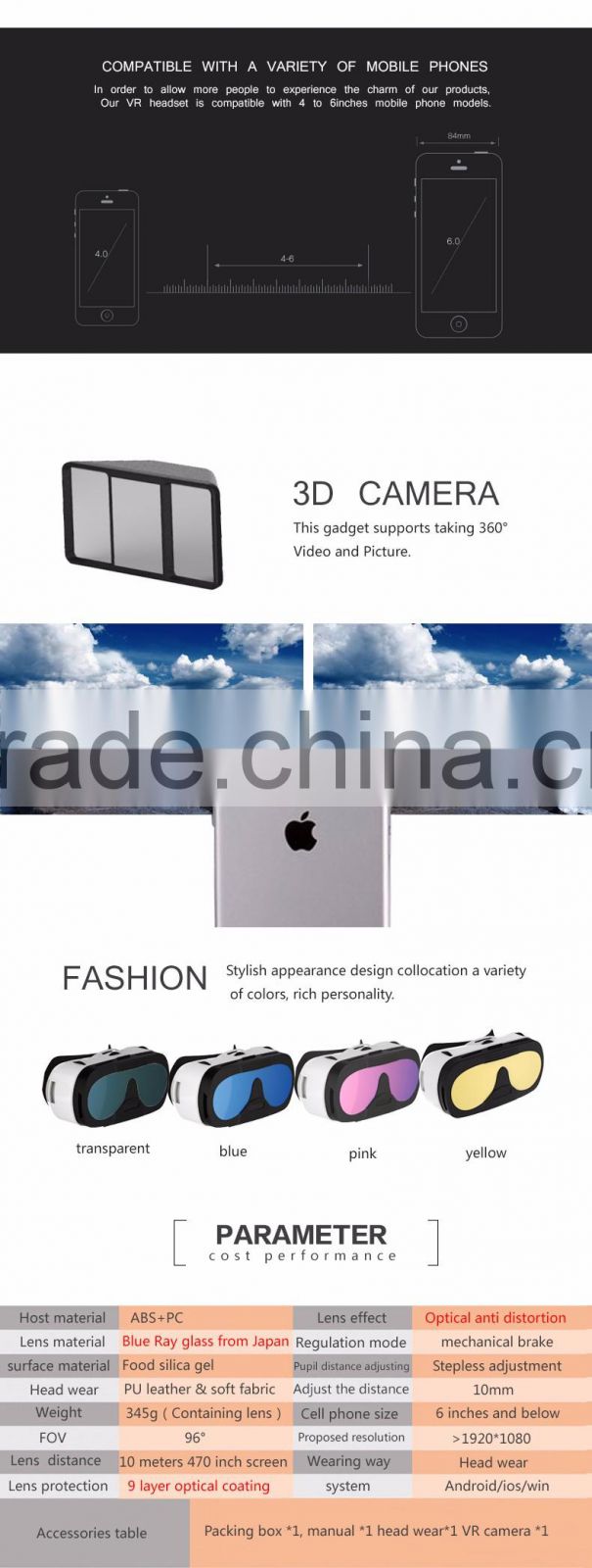 2016 HTOMT VR PARK V3 Portable VR Glasses 3D Virtual Reality Headset VR BOX Google