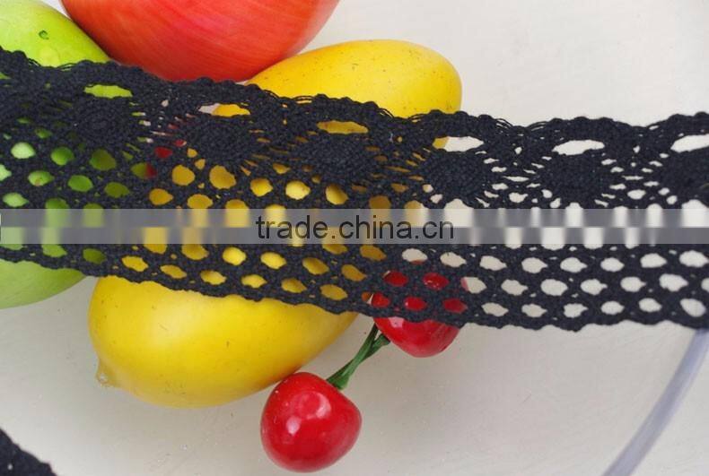 5.5cm Garment accessories ribbon high quality cheap lovely white cotton voile black lace trimming c550201