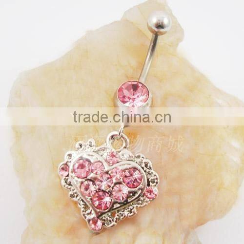 Purple Fancy Heart Flower Belly Ring Body Jewelry Navel Jewelry