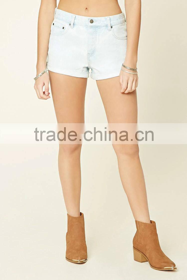 Newest Cuffed Denim Shorts for Woman Simple and Fashion