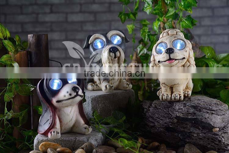 Cute Dog Design With Glasses Polyresin Solar Powered Outdoor Light From China