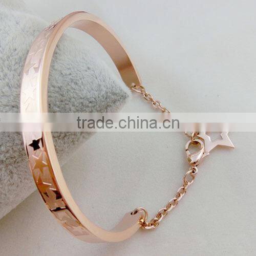 Charm yellow/rose/white gold stainless steel chain bracelet , little pendent chain bangle/ bracelet