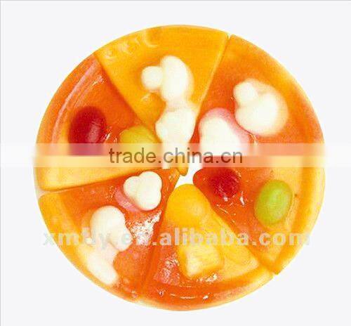 Fruity assorted handicraft design sweet pizza gummy candy