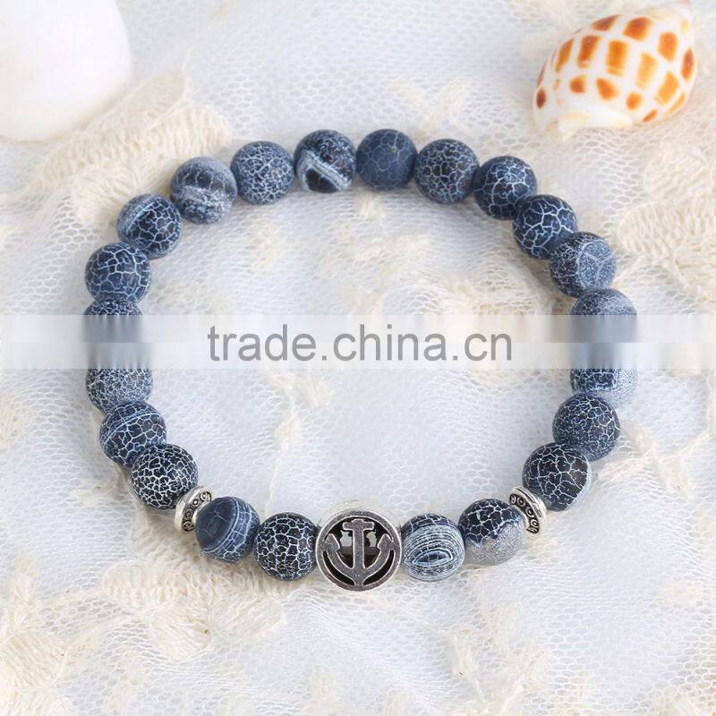 Europe fashionable 2016 SILVER bangle dinosaur stone beads bracelet jewelry