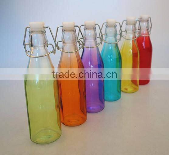 250ml glass milk bottle with sprayed color