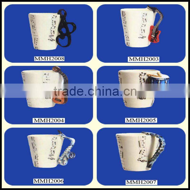 Decorative violin ceramic custom art mug