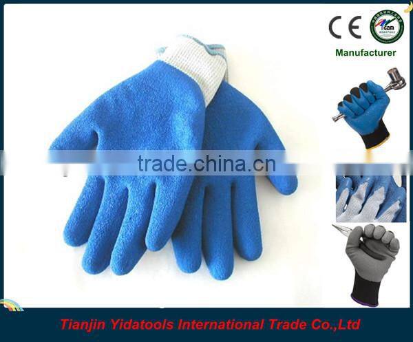 blue latex wrinkle palm gloves