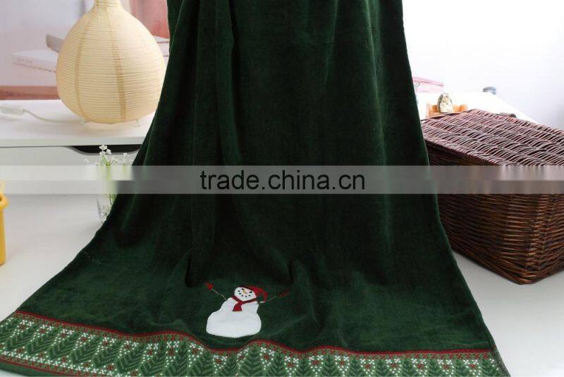 high quality cotton bath towel set with santa pattern