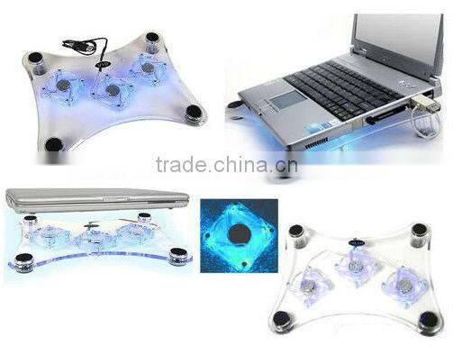 3 fans lighting cooling fan notebook cooler 3fan
