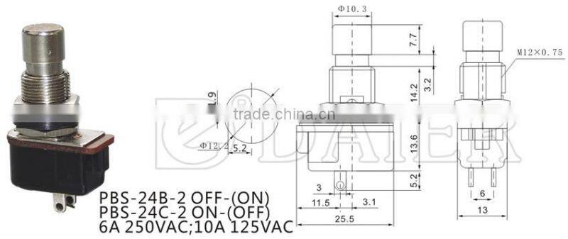 PBS-24B-2 SPST Momentary Stomp Switch