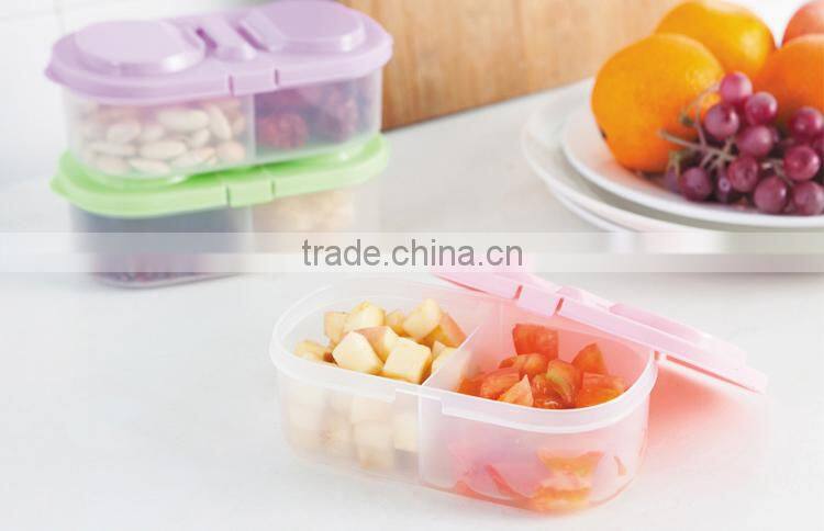 knock-down 2 cells flip cap food storage box-purple