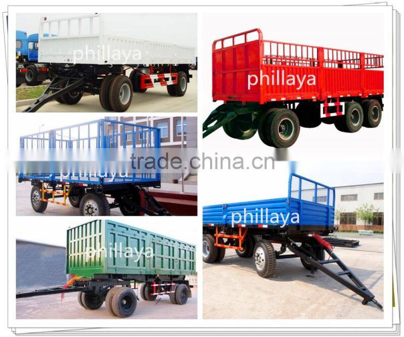 2 axles farm trailers / flatbed mini side wall drawbar semi trailer
