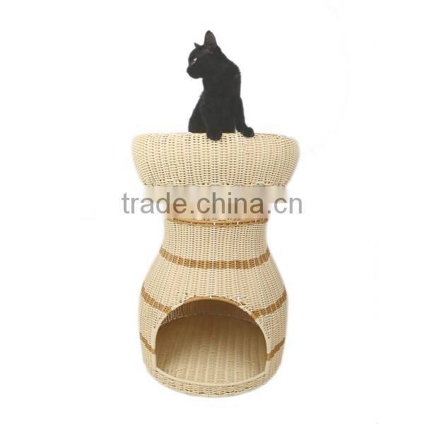 Luxury cat product wholesale wicker hand woven house for cats