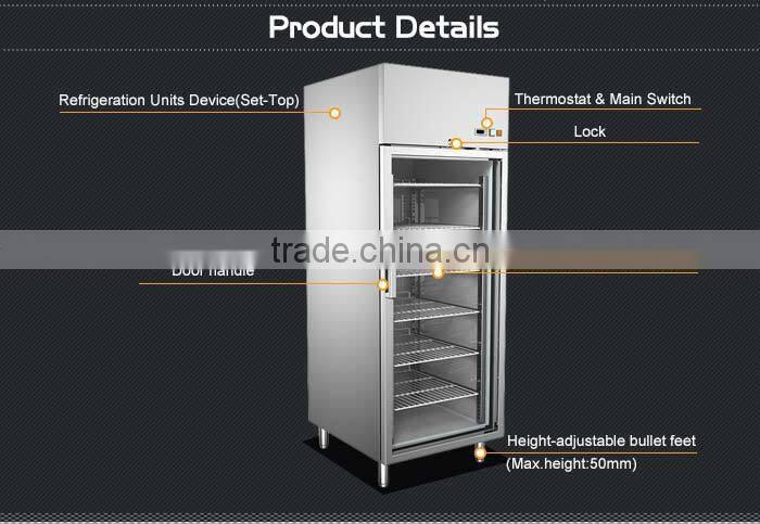 580L Restaurant Upright Glass Door Display Freezers/Glass Front Freezer/Small Display Freezer