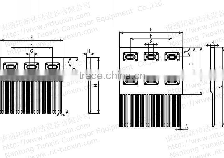 Finger Transfer Plates L-SNB for Plastic Modular Belt