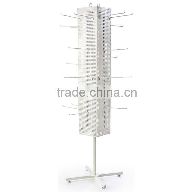 60 Hooks White Magnetic Counter Free Standing Pegboard Display Stand
