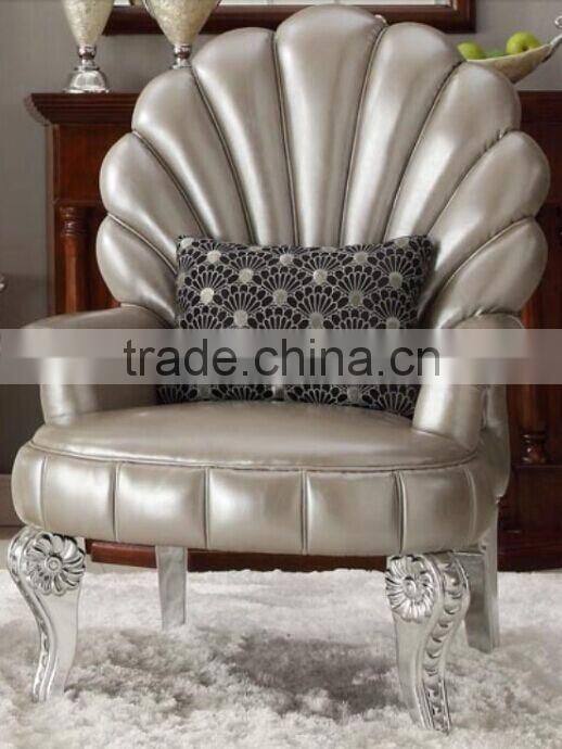 BISINI Furniture European Style Drawing Room Set, Creative Furniture Fan Shaped Wooden Leisure Chairs and Tea Table (BF01-X1181)