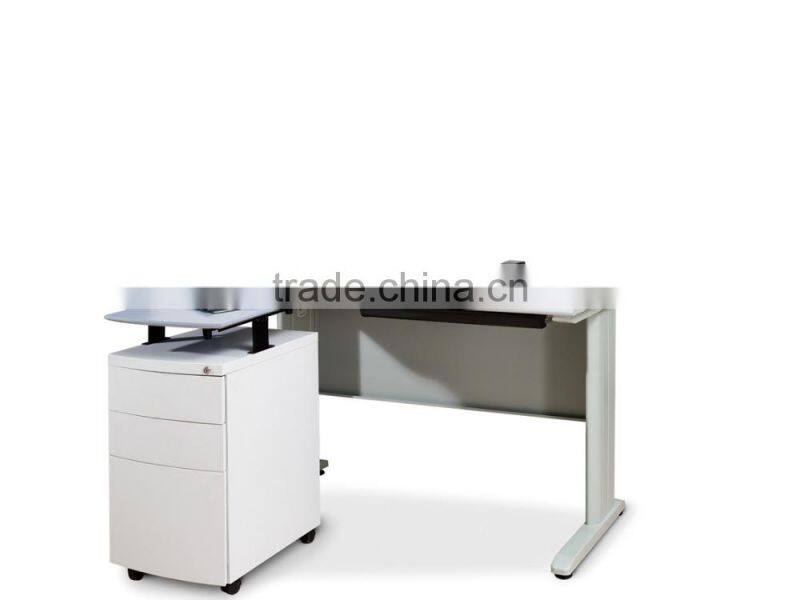 3 drawer up-down mobile pedestal with wooden top cabinets