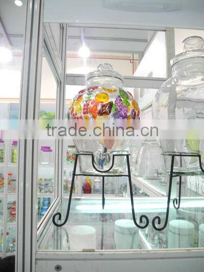 5 L clear glass infusion jar/glass jar with tap and glass lid PJ25 dispenser