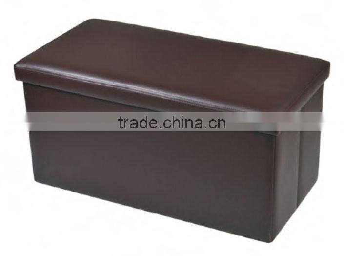 Rectangle Faux Leather Folding Storage Ottoman Bench