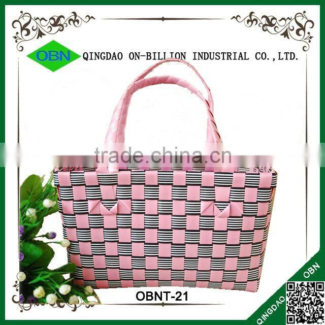 Custome recycled plastic woven shopping tote basket