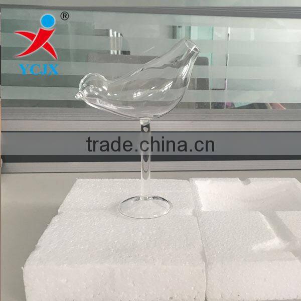 House Decoration Long Stem Tall Glass Bird Vase/ New Style Glass Bird Cup