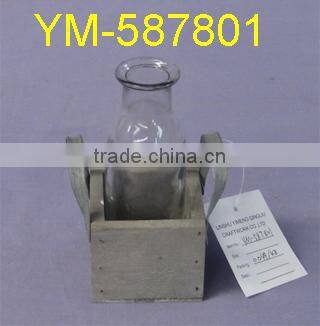 Good selling Garden Product Wooden Flower pot and Wooden Candle holder,with glass.