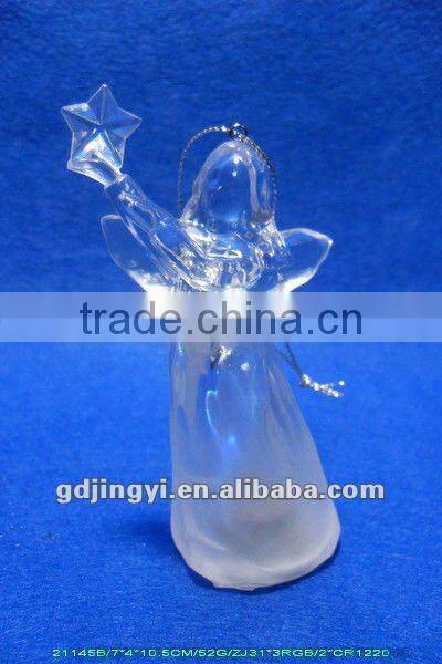 clear Acrylic angel figurines with led RBG 7 colors light Xmas ornament