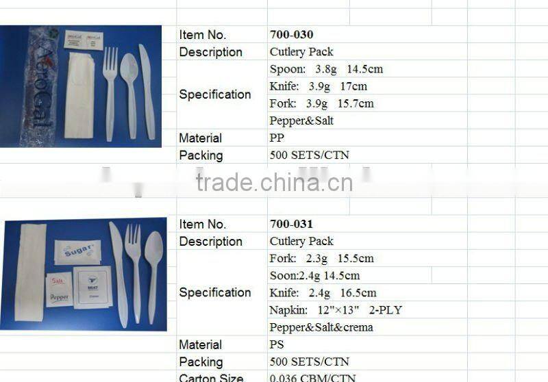 Inflight Disposable Plastic Cutlery