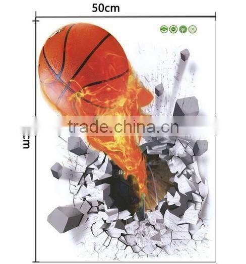 Creative Self Adhesive 3D Basketball Wall Paper for Kids' Room