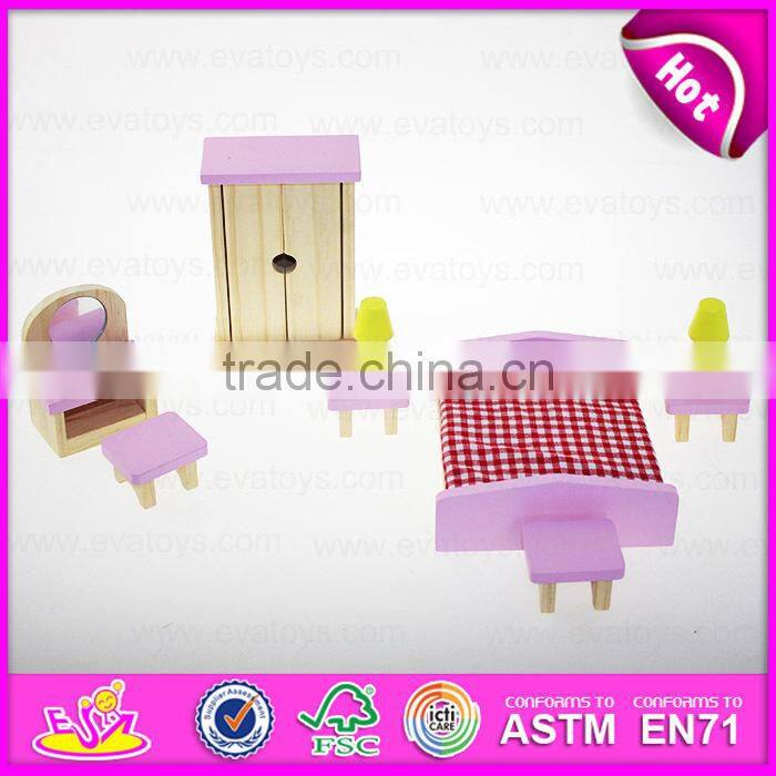 2016 New fashion children wooden dolls house furniture for sale W06B021