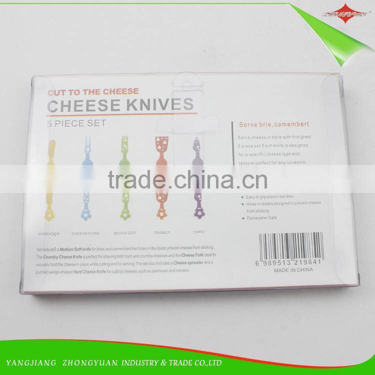 ZY-B20261 5pcs pp football style handle non stick coating head cheese cutter set cheese knife set