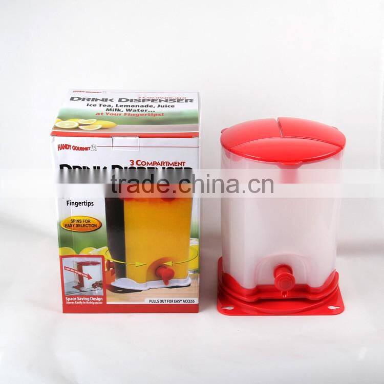 Cheap OEM 3 Spin compartment drink Beverage dispenser as seen on TV