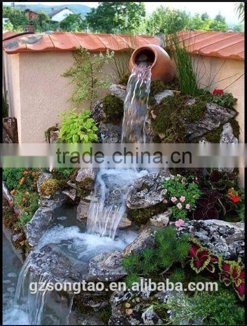 2016 New Outdoor water fountains waterfalls artificial fiberglass garden rock waterfall decoration