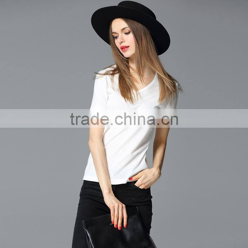 Wholesale slim fit blank t-shirt women short-sleeve t shirt design