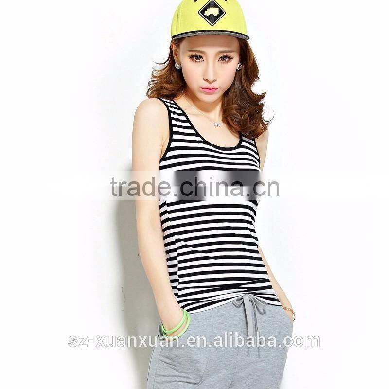 Plain stripe ladies tank tops 2017 women t-shirt