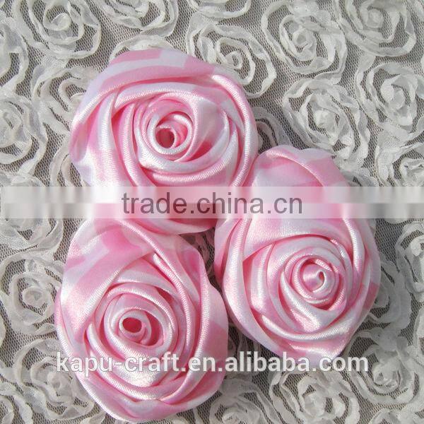 Decoration flower colorful 2inch satin mesh flowers wholesale in stock