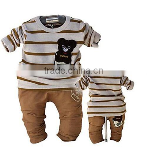 Fashionable Striple long sleeve ,boy's Cotton Blend Clothing Set