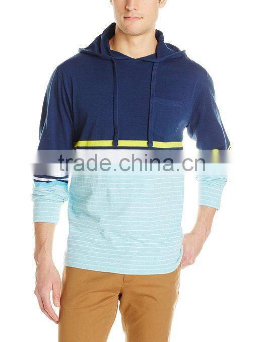 2016 men fashion stripe long sleeve t shirt with hood