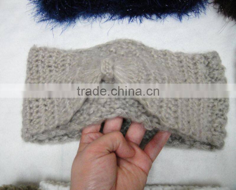 2016 Fashion Hot bow knitted acrylic designer new arrival crochet winter hairband
