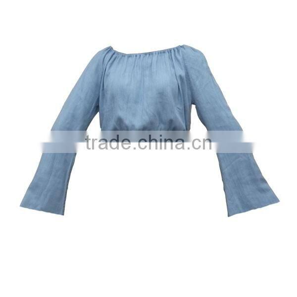 Spring hot selling female long-sleeved shirt women simple denim tops