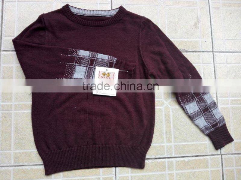 OEM 100% cotton jacquard pattern knitted boys sweaters