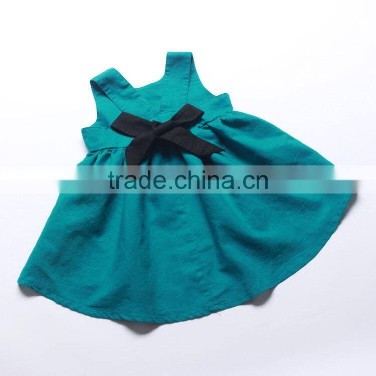 Children Boutique Princess Dress Wholesale Baby Girls Soild Color Party Dresses With Bowknot