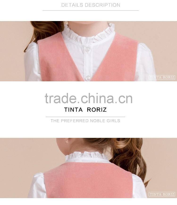 2017 Girls Casual Frock Designs For Party Kids Clothes Of 2pcs Set Including Sleeveless Dress And Shirt