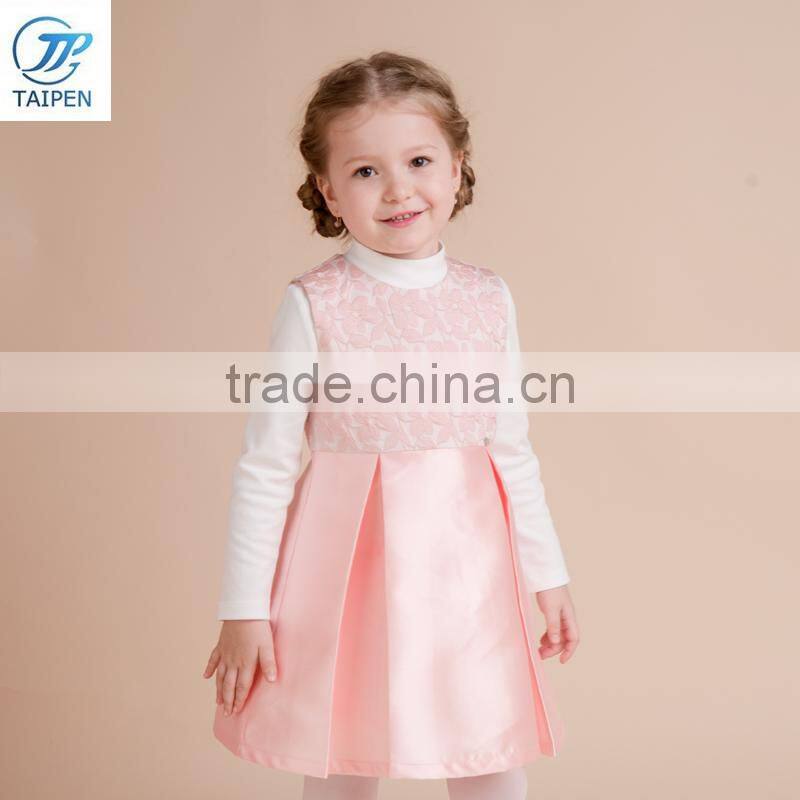 Girl's New Year Party Dress In Stain And Embroidery Fabric 2017 Spring Dress Designs For Girl