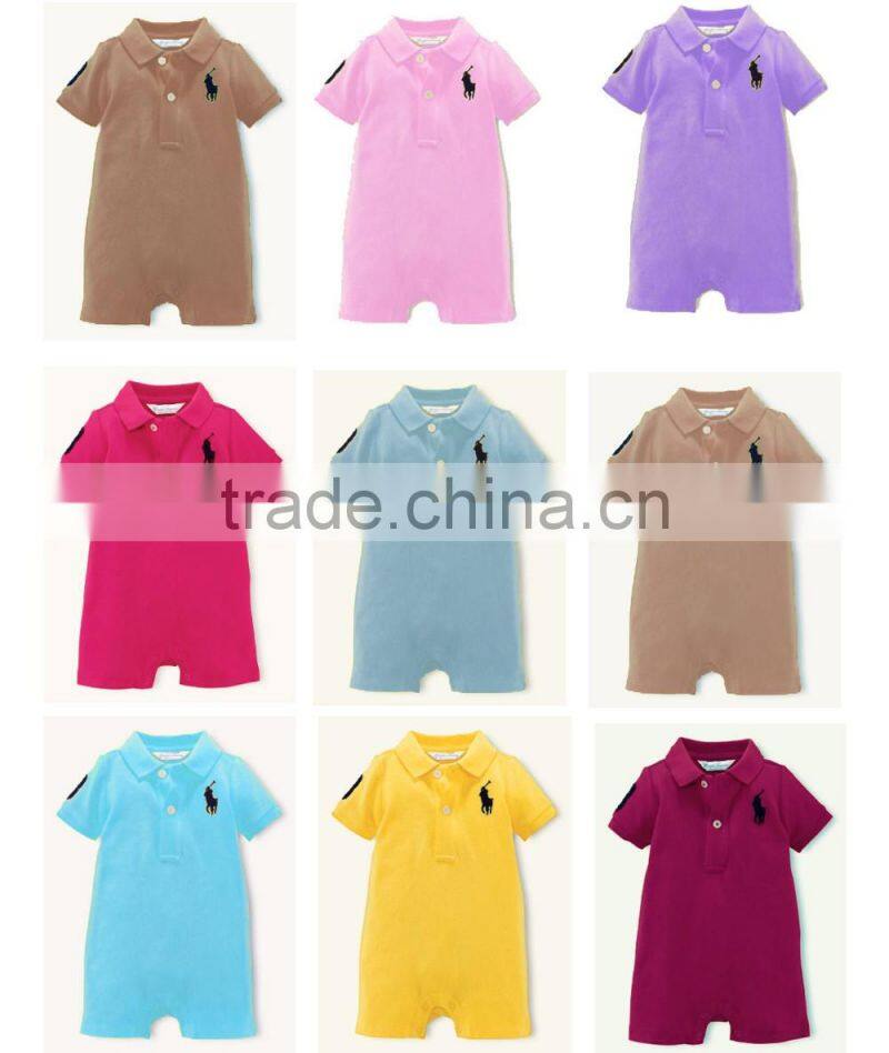 Many Colors Small Lapel Short Sleeve Baby Boy Apparel Clothes Set Romper